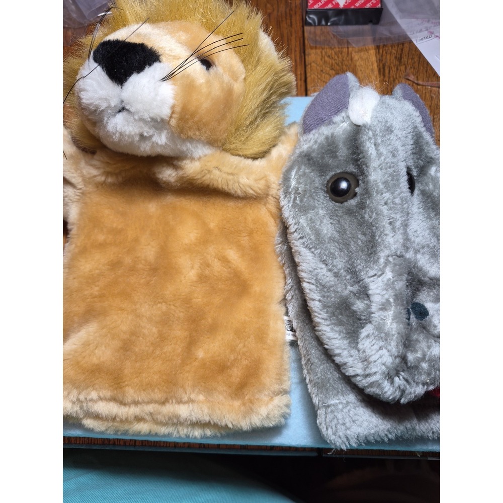 Lot Of 2 Hand Puppets Lion And Horse Head